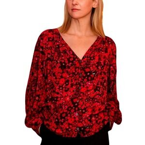 Lane Bryant Floral Long Sleeve Office Chic Brunch Fit Blouse‎ Womens 14 16